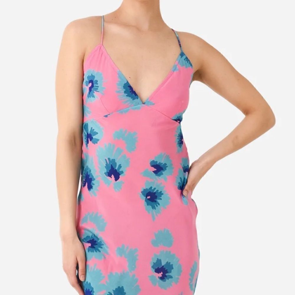 NEW Banjanan Aurora Maxi Slip Dress Pink Blue Floral Silk Size XS - Picture 4 of 11